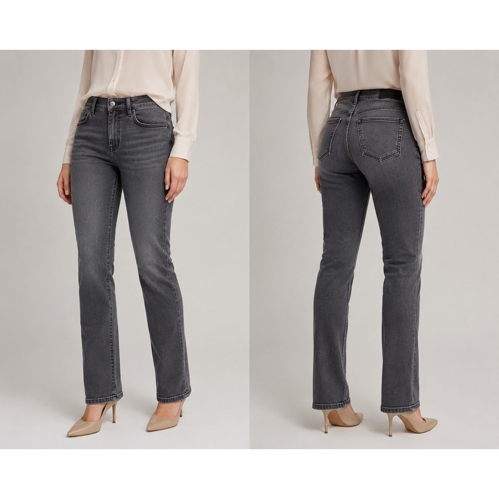 Women's Gray Wash Straight Leg Jeans Size 30x30‎ Mid Rise Stretch Denim